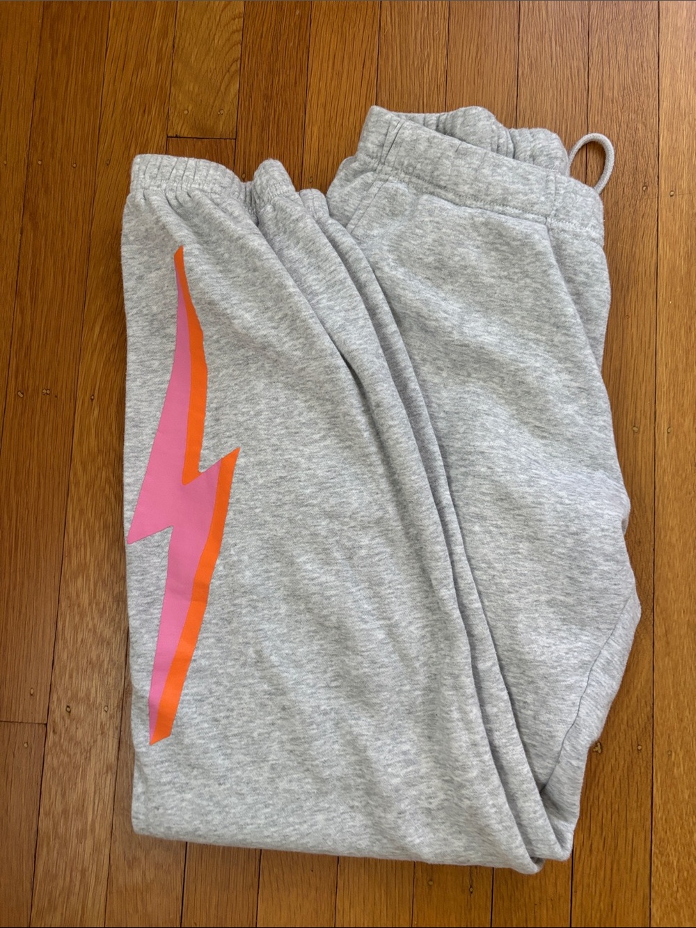 Gray Starfit Women's Joggers with Pink & Orange Lightning Graphic